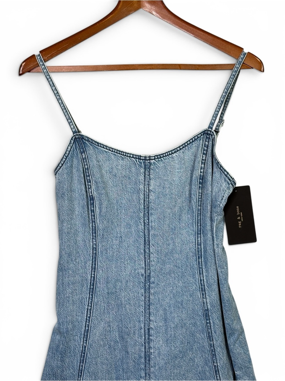 NWT Rag & Bone Martyna Denim Midi Dress Spencer Light Wash Size 4 - Picture 4 of 13